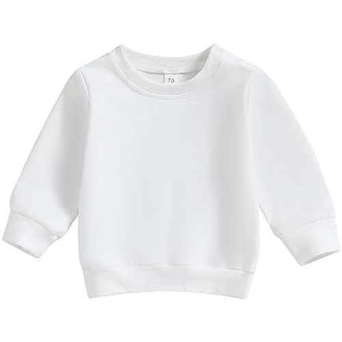 Toddler Baby Boy Girl Long Sleeve Crewneck Pullover Sweatshirt Sweater Outfits Solid Color Casual Clothes