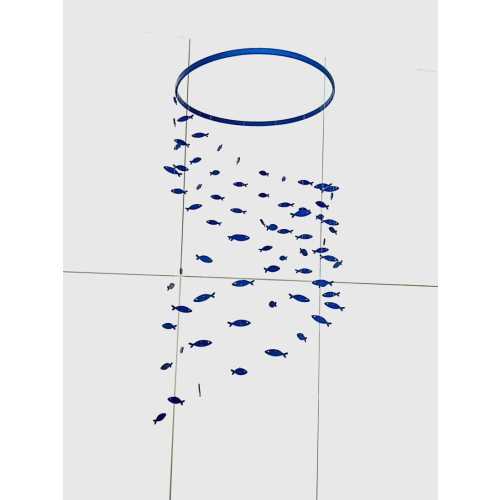 Blue fish baby mobile, marine crib mobile nursery, night baby mobile, kids mobile, minimalist mobile, gender neutral wood mobile