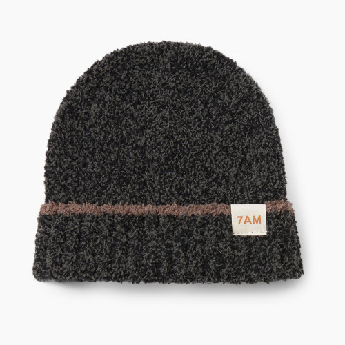 7AM Enfant Fuzzy Beanie - Black Melange, 6-18 M
