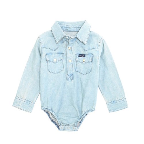 Wrangler® Baby Boys Long Sleeve Faded Western-Style Bodysuit
