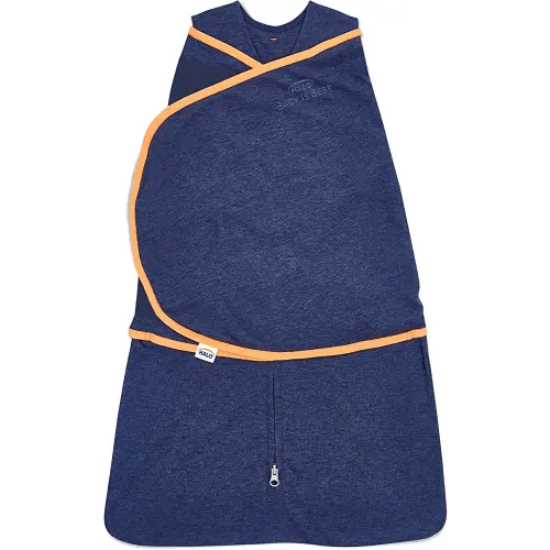 HALO Baby Sleepsack Swaddle Wearable Blanket, 3-Way Adjustable Infant Sleepsack, TOG 1.5, Ideal Temp, Navy/Orange, Newborn, 0-3 Months, 6-12 Pounds