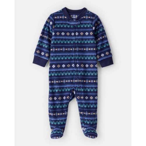 Baby Boy Fair Isle Fleece Long-Sleeve Loose Fit Sleep & Play Pajamas - Carter's | Carter's