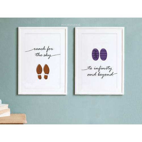 Toy Story Nursery Wall Art, Woody Buzz Boots with Andy Name, Minimal Digital Print, Baby Room Decor, Movie Quotes