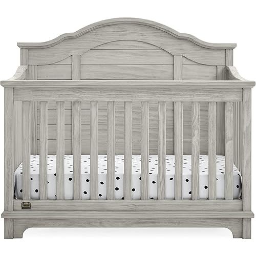 Delta Children Simmons Kids Asher 6-in-1 Convertible Crib with Toddler Rail, Rustic Mist
