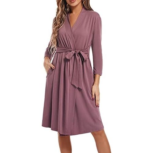 SUFEINI Maternity Mommy Robes with Matching Swaddle Blanket Set, Maternity Mommy Postpartum Bathrobe Sleepwear