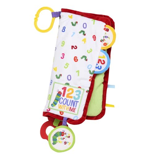 Baby Starters The Very Hungry Caterpillar Sensory Interactive Blanket with 6 Multi-Sensory Features and Travel Clip, Count with Me Multicolored Print, 14 inch, Eric Carle