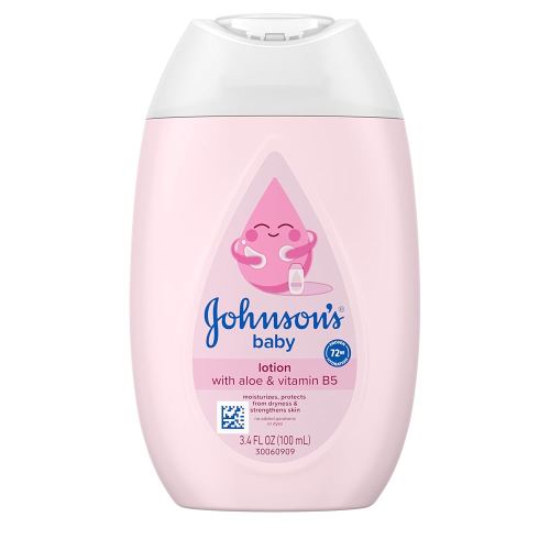 Johnson's Baby Lotion with Coconut Oil, Aloe Vera & Vitamin B5, 72 HR Hydration, Skin Moisturizer, Hypoallergenic, Safe for Newborn, Protects From Dryness & Strengthens Skin, 3.4 fl. oz