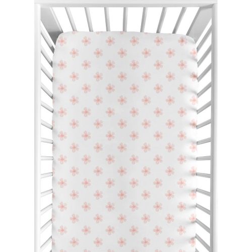 Sweet Jojo Designs Girl Baby Fitted Crib Sheet Watercolor Floral Pink And White
