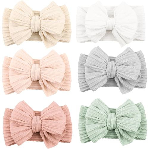 Amazon.com: Niceye Handmade Baby Headbands Soft Stretchy Nylon Hair Bands with Bows for Newborn Infant Baby Toddler Girls- Pack of 6 : Baby