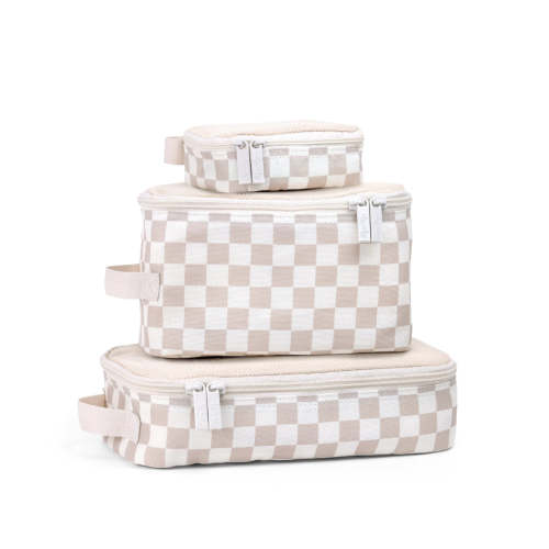 Taupe & white checkered Packing Cubes