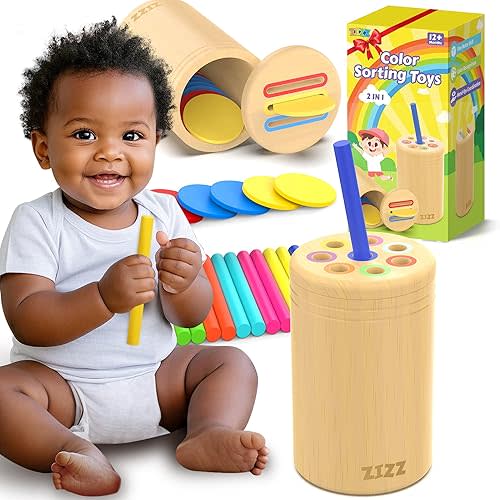 ZIZZ Montessori Toys for 1-3 Years Old - Color Sorting Toys for 1-3 Year Old Toddler Easter Basket Stuffers for Toddler Toys for Ages 2-4 Toddlers, Easter Gifts for Basket Stuffers