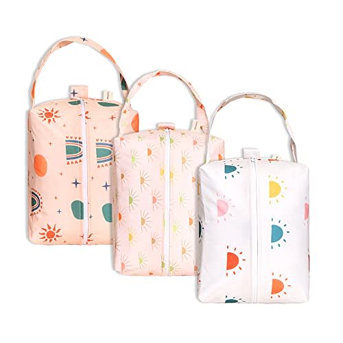 Lmbabter Wet Dry Bag 3PCS Diaper Organizer Bag Nappy Pouch Water- resistan Diaper Pod for Diaper Bag,Gym Bag,Travel Bag