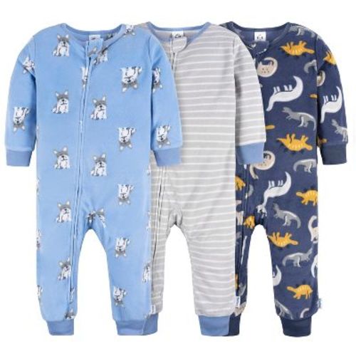 Gerber Baby Boys' Footless Fleece Pajamas, 3-Pack, Camping, 18 Months