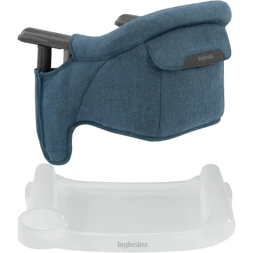 Inglesina Fast Table Chair - Slate Blue Melange + Fast Dining Tray - Portable Baby High Chair - for Babies & Toddlers up to 37 lbs - Fits Tables 0.8'' to 3.5'' Thick - Compact - Travel Bag Included