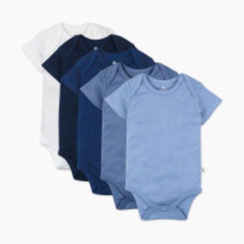 Honest Baby Clothing 5-Pack Organic Cotton Short Sleeve Bodysuits - Ombre Blues, 0-3 M, 5