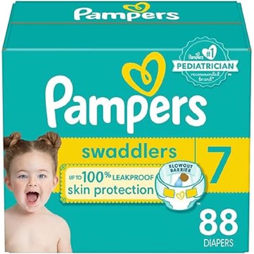 Pampers Baby Diapers - Swaddlers - Size 7, 88 Count, Ultra Absorbent Disposable Infant Diaper