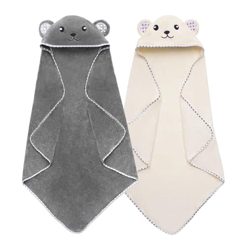 URSEORY Hooded Baby Towels, 2 Pack Ultra Soft Baby Bath Towels, Absorbent Baby Towels with Hood for Boys, Girls, Babies, Toddler, Infant, Kids - Large 31 X 31 inch Newborn Essential (Panda)