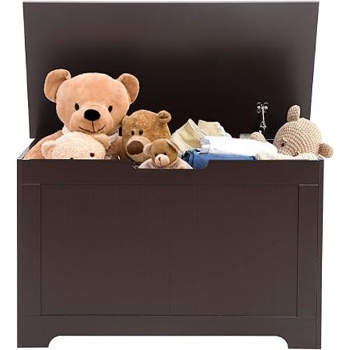 30'' Storage Chest for Boys Girls Toddlers, Large Wooden Toy Box Shoe Storage Bench, Toy Chests Organizers w/2 Safety Hinges, Blanket Storage Trunk for Living Room, Bedroom, Entryway,Espresso