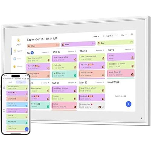 Canupdog 15.6 Inch Digital Calendar, Electronic Planner & Chore Chart with 1920x1080P IPS Touchscreen, Task Rewards System, Interactive Display for Family Schedules, Christmas Gifts for Women Mom