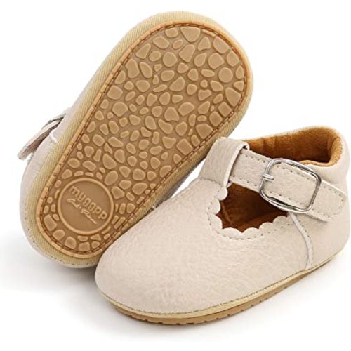 SOFMUO Baby Boys Girls Lace Up Leather Sneakers Soft Rubber Sole Infant Moccasins Newborn Oxford Loafers Anti-Slip Toddler Wedding Uniform Dress Shoes