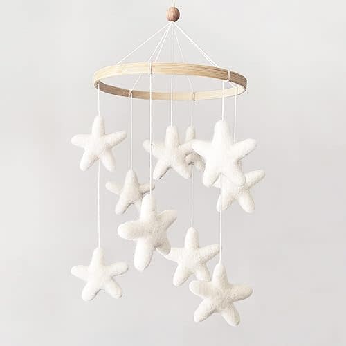 Baby Mobile for Crib - Boho Crib Mobile - Felt Star Mobile - Gender Neutral Baby Mobile - Boho Nursery Decor - Crib Mobile for Girls, Boys - Mobile for Bassinet, Pack N Play - Star
