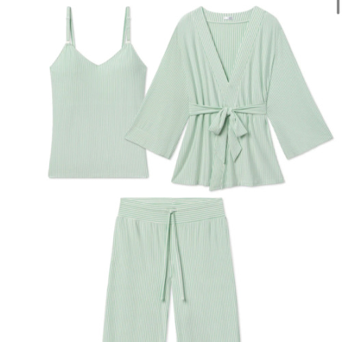 LAKE Pajamas | Pencil Stripe Maternity/Nursing Kimono Bundle