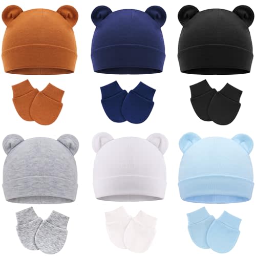 BQUBO Newborn Baby Hats Mittens Set for Boys Girls Hospital Hat Beanie Infant Caps Baby Gloves