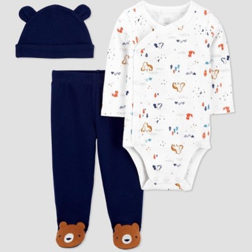Baby Boys' 3pc Bear Side Snap Top and Bottom Set - Just One You® made by carter's Navy, Size: Newborn
