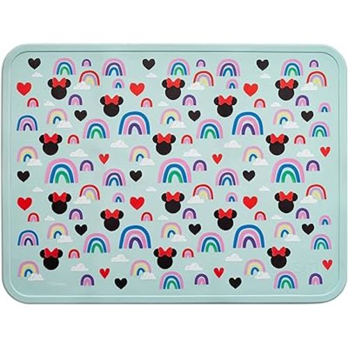 Simple Modern Silicone Placemat for Baby, Toddlers, Kids | Non-Slip Baby Eating Table Food Mat for Restaurants and Dining Table | Piper Collection | Minnie Mouse Rainbows