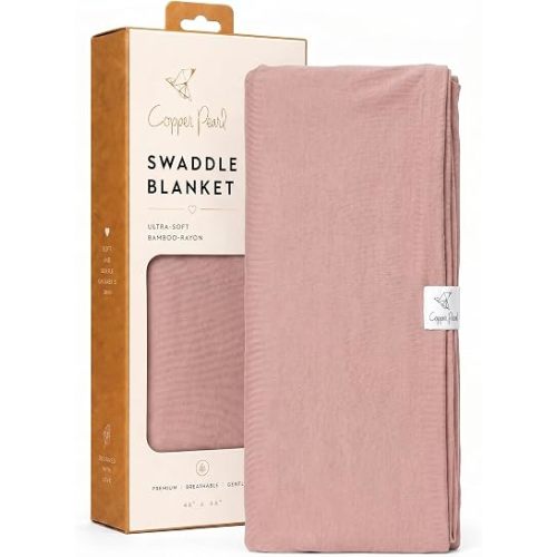 Copper Pearl Swaddle Blankets for Newborns | Soft Stretchy Receiving Blankets for Boys and Girls | Large 46 x 46 Inch Baby Blankets | Lightweight and Breathable Swaddles | Pecan