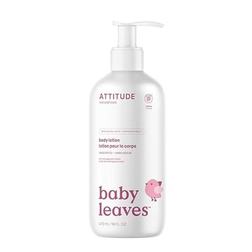 ATTITUDE Baby Lotion, Fragrance-Free Gentle Daily Hydration, Helps Keep Skin Soft & Smooth, EWG Verified, Dermatologically Tested, Vegan, Unscented, 16 Fl Oz