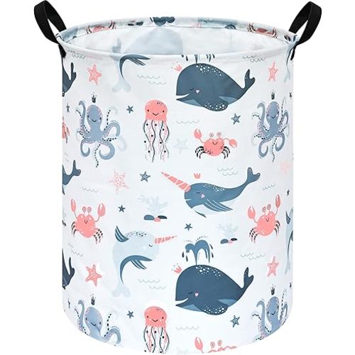 Kids Hamper Laundry Basket Storage Bins Clothes Organizer Gift Baskets Toy Box Large Canvas Collapsible Chest for Home/Dorm/Kitchen/Pet/Office/Closet/Shelf/Room Decor
