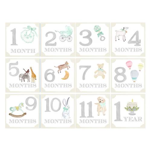 Gender Neutral Watercolor Milestone Cards | Neutral Shower Gift | Classic | Baby Gift | New Mom | Baby Shower | Baby Month Cards