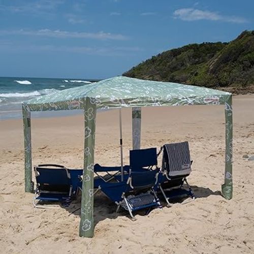 CoolCabana Beach Shade Tent - Easy Setup, UPF 50+ Protection, Large & Medium Sizes, Compact & Wind Resistant - Beach Cabana for The Whole Family - Byron Green, Medium