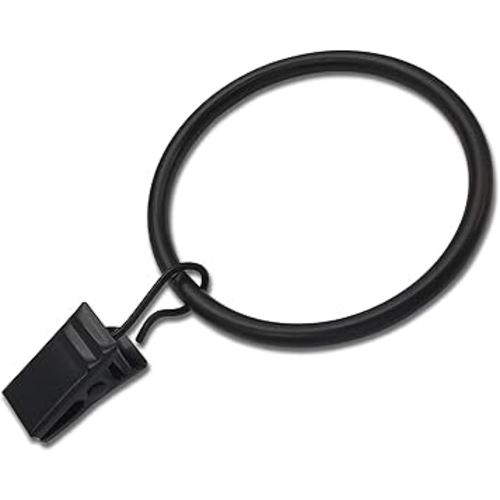 20 Pack Black Curtain Rings with Clips, Curtain Hooks Hangers Clip Rings for Hanging Drapes Bows Hat, Drapery Rings 1.77 in I D, Fits up to 1.5 in Diameter Curtain Rod.