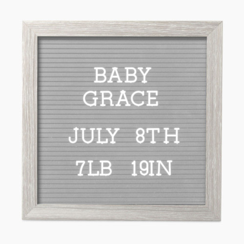 Pearhead Letterboard Set - Baby Keepsake Photo Prop - Light Gray