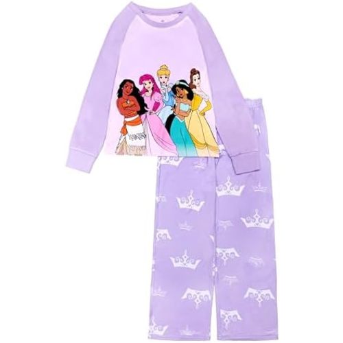 Disney girls 2-piece Loose-fit Set, Princess Pajamas, Soft & Cute for Kids