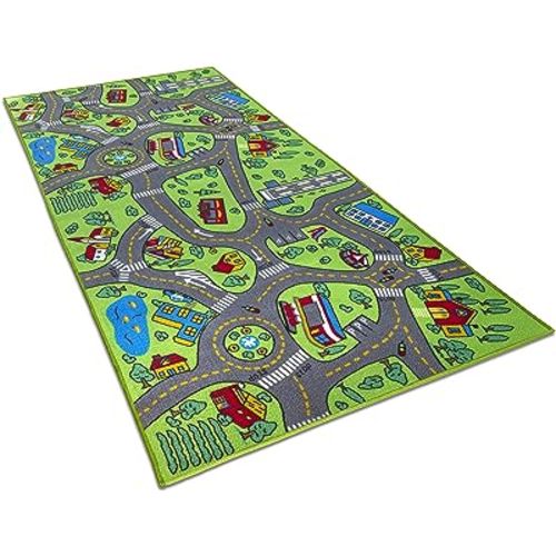 Kids Rugs Carpet Giant Large 80" x 40" Playmat City Life - Learn & Have Fun Safe! Children's Educational, Road Traffic System, Multi Color, Play Mat Rug Great for Playing Cars, Bedroom Playroom, Area