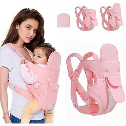 4-in-1 Baby Carrier Newborn to Toddler, Infant Carrier Ergonomic Adjustable Holder Portable Convertible Front and Back Backpack Carry for Infants Toddlers Babies 7-45 Pounds (Pink)