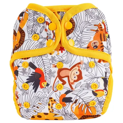 OsoCozy One Size Cloth Diaper Covers - Adjustable Snap Fit & Double Leg Gussets for Baby Boys & Girls from 8-35 Pounds. Use with Prefold, Flat or Fitted Cloth Diapers or Snap-in Inserts.