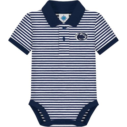 Creative Knitwear College Baby Striped Polo Bodysuit - Team Logo, Multiple Colors, for Boys & Girls (0-12 Months)