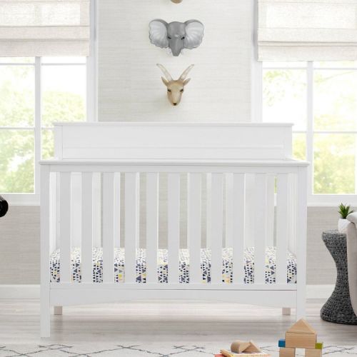 Delta Children Skylar 6-in-1 Convertible Crib - Bianca White: Adjustable Height, Daybed & Toddler Bed Options, Traditional Style