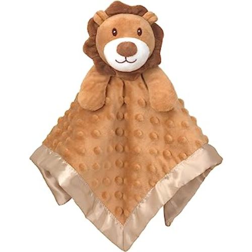 Baby Security Blanket Lion Soft Minky Dot Fabric with Silky Satin Backing Snuggle Toy Animal Blanket for Infant and Toddler Brown 13.5 Inch
