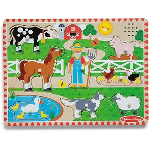 Melissa & Doug Old MacDonald's Farm Sound Puzzle - Farm Animal Toys, Sound Puzzles for Toddlers and Kids Ages 2+