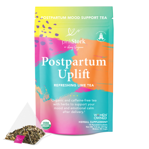 Postpartum Uplift Tea: 30 Cups - Refreshing Lime Postpartum Mood Tea with Licorice Root, Chamomile, and Lavender, Supports Hormones– Pink Stork