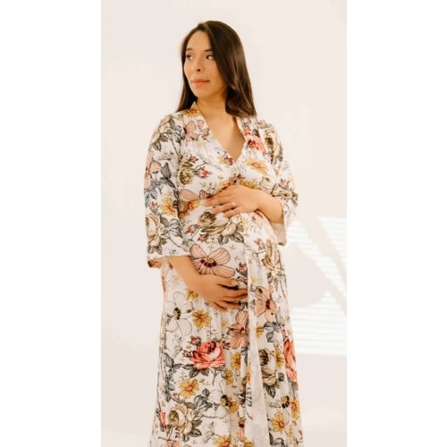 Lila Labor & Postpartum Gown in Vintage Floral