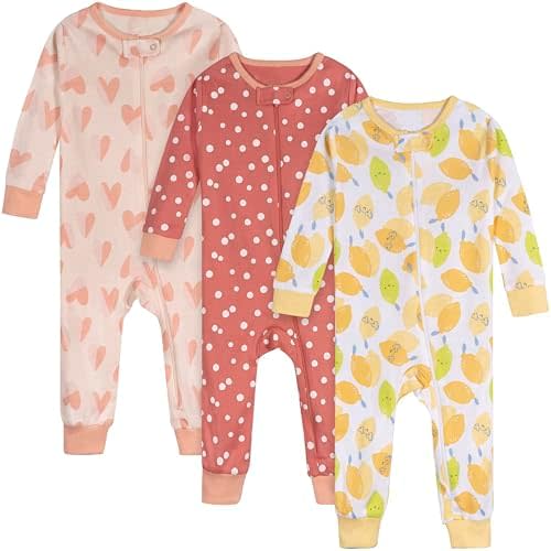 Onesies Brand Baby Girls' 3-Pack Snug Fit One-Piece Cotton Pajamas