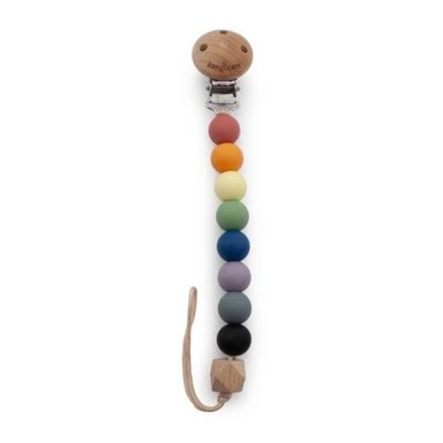 Kanga Care Silicone & Wood Paci Clip :: Rainbow Multicolored