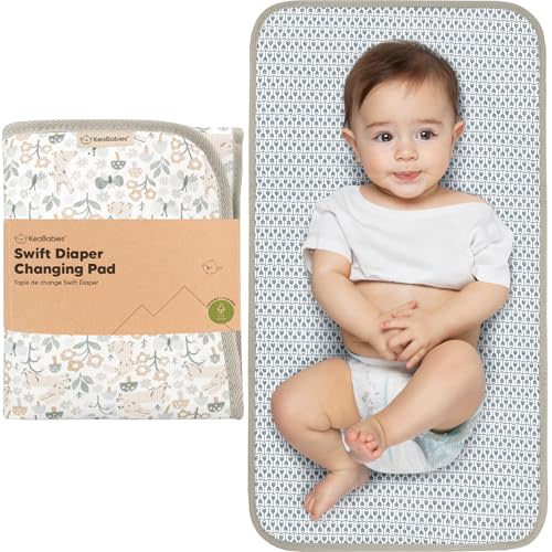 KeaBabies Portable Diaper Changing Pad, Easy Wipe Clean - Foldable Waterproof Baby Changing Mat for Diaper Bag, Compact, Lightweight, Baby Changer Travel Essential, Machine Washable (Prairie)