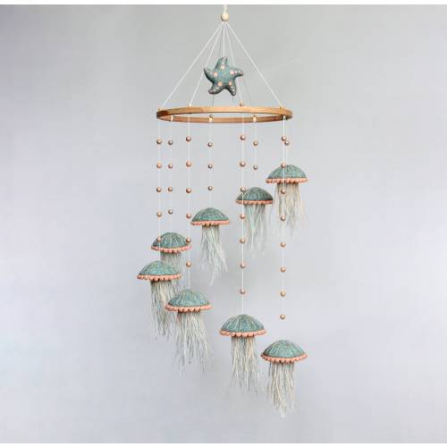 Baby mobile with jellyfish - Mobile baby ocean - Nursery mobile neutral - Crib mobile sea - Hanging mobile nautical - Cot mobile nursery